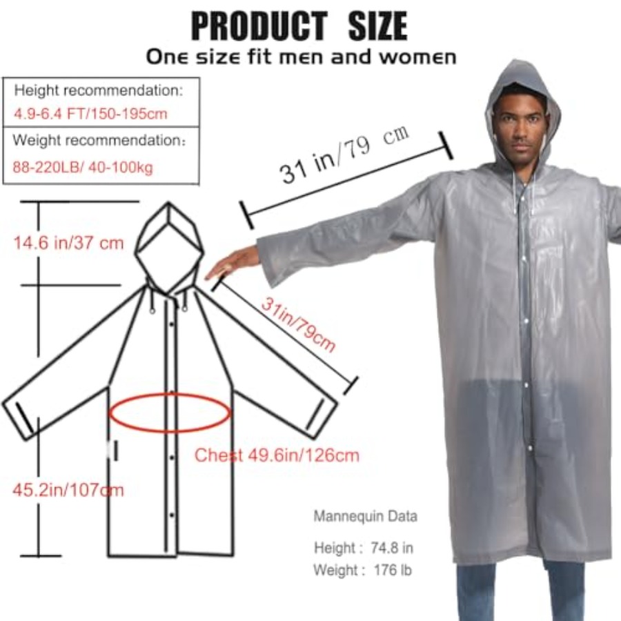 Rain Ponchos for Adults Rainco - Emergency Poncho Rain reseña y precio