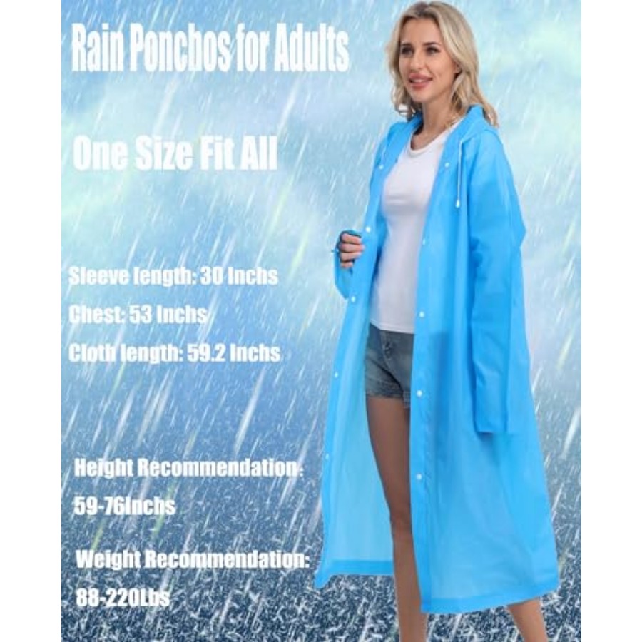 2-Pack Reusable Rain Ponchos f - Emergency Poncho Rain reseña y precio