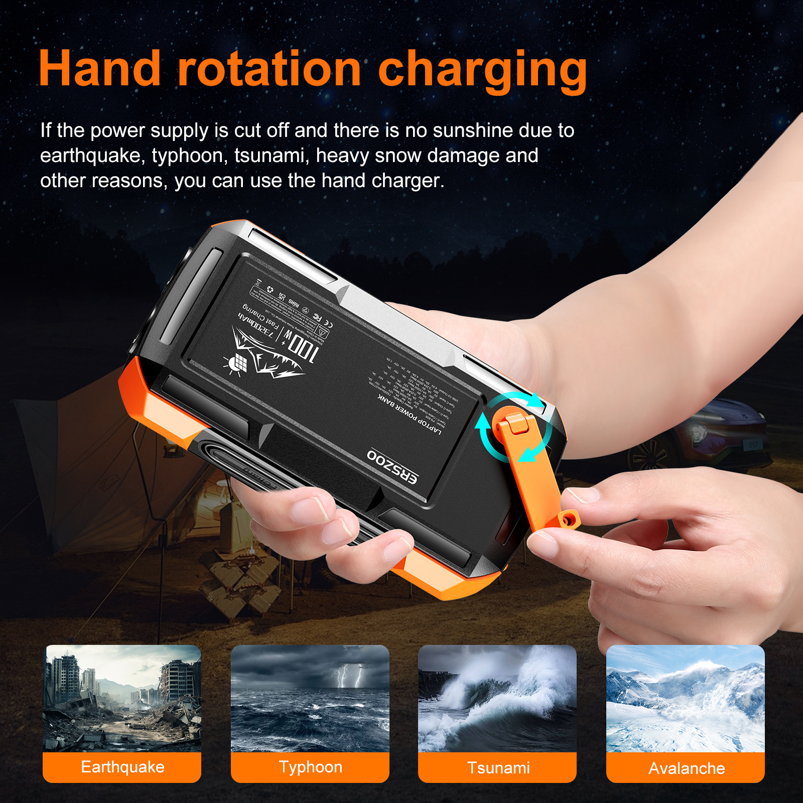 Solar Power Bank 73200mAh Hand - Solar Emergency Charger reseña y precio