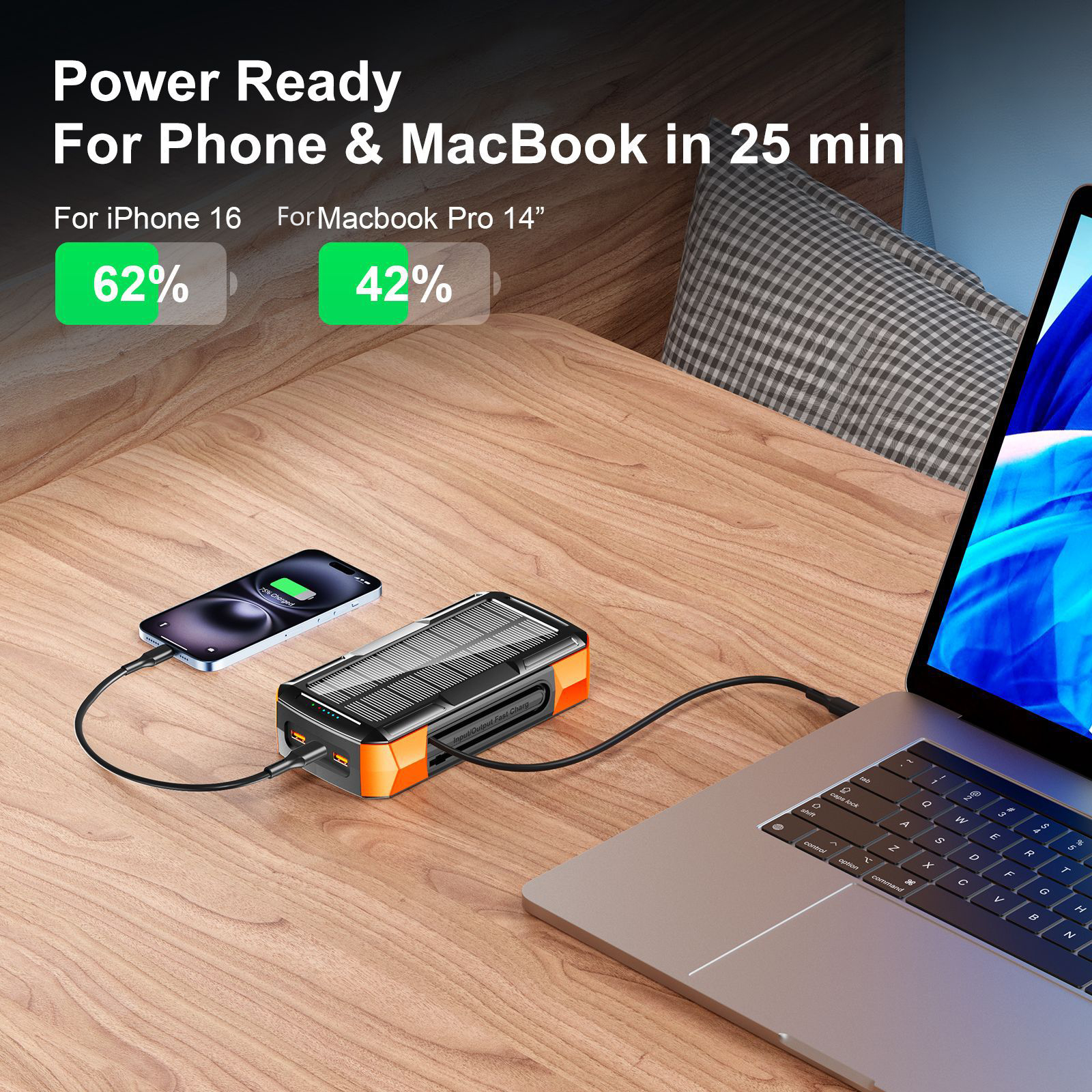 Solar Power Bank 73200mAh Hand - Solar Emergency Charger reseña y precio