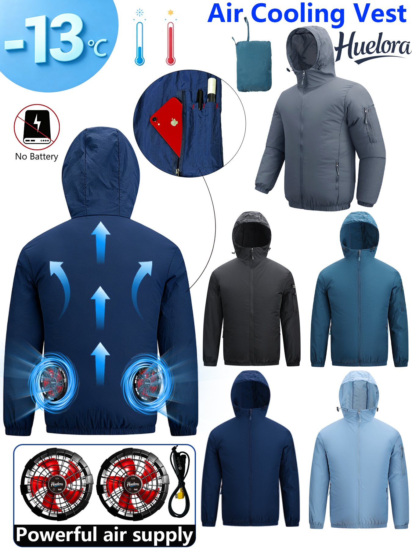 Men's Hooded USB Cooling Jacke - Fishing Kit Compact reseña y precio