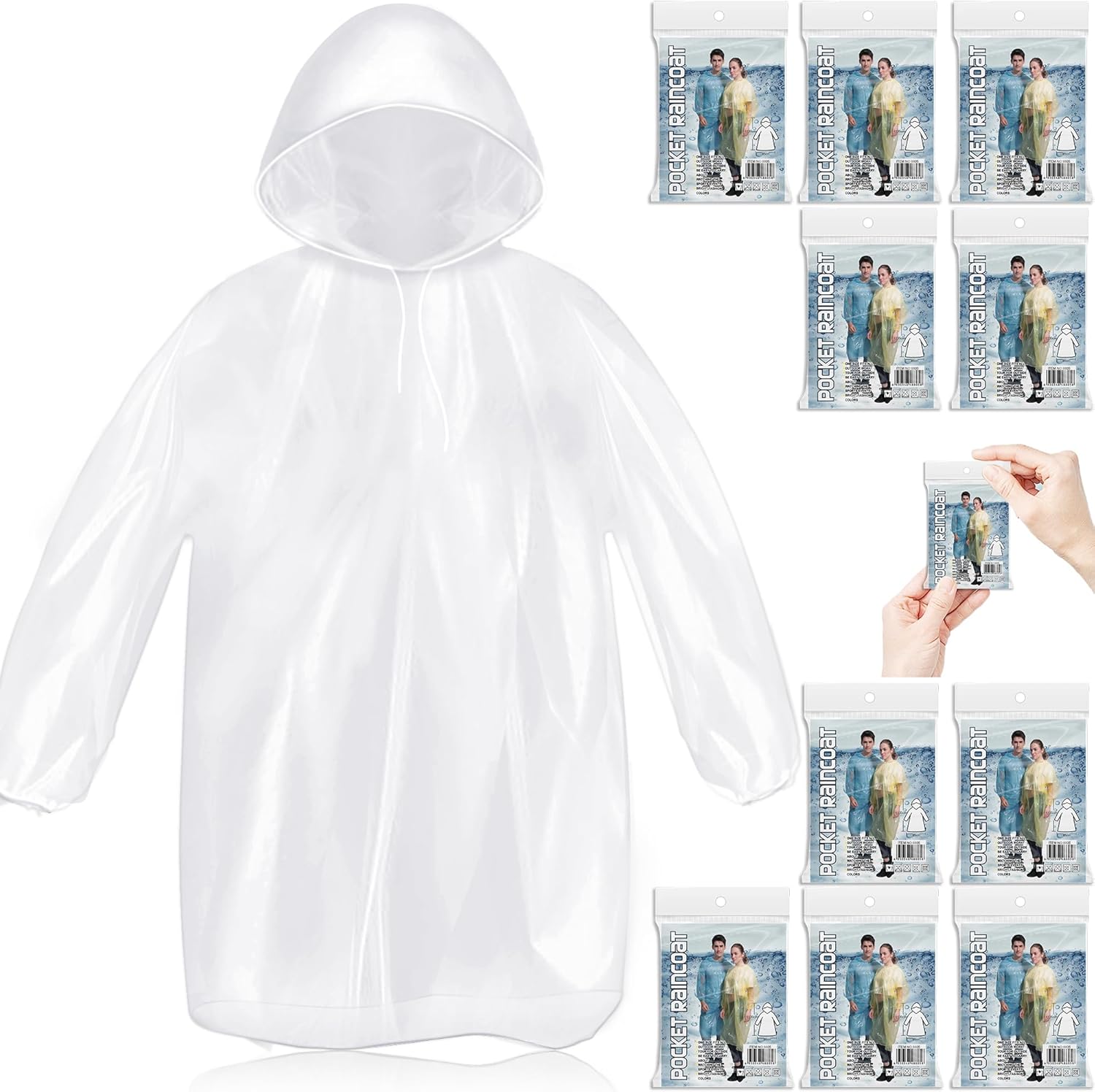 10 Pack Disposable Rain Poncho - Emergency Poncho Rain reseña y precio
