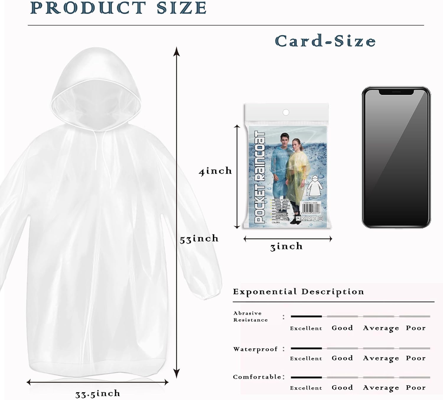 10 Pack Disposable Rain Poncho - Emergency Poncho Rain reseña y precio