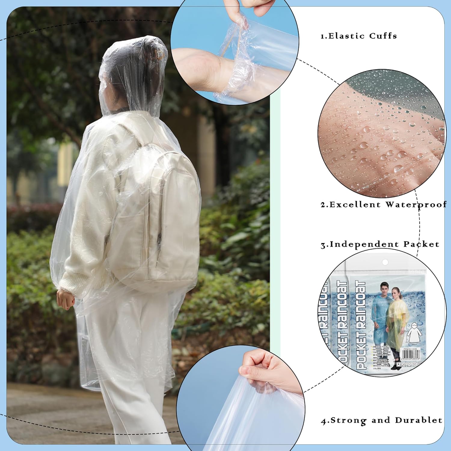 10 Pack Disposable Rain Poncho - Emergency Poncho Rain reseña y precio