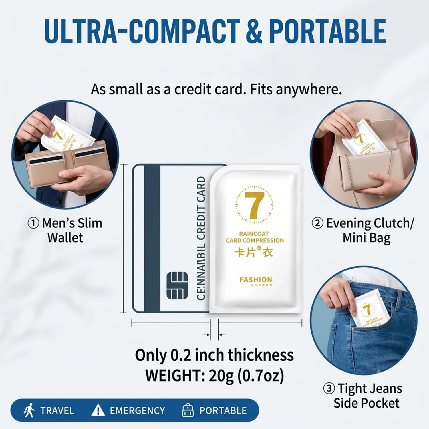 Unisex Portable Card Disposabl - Emergency Poncho Rain reseña y precio
