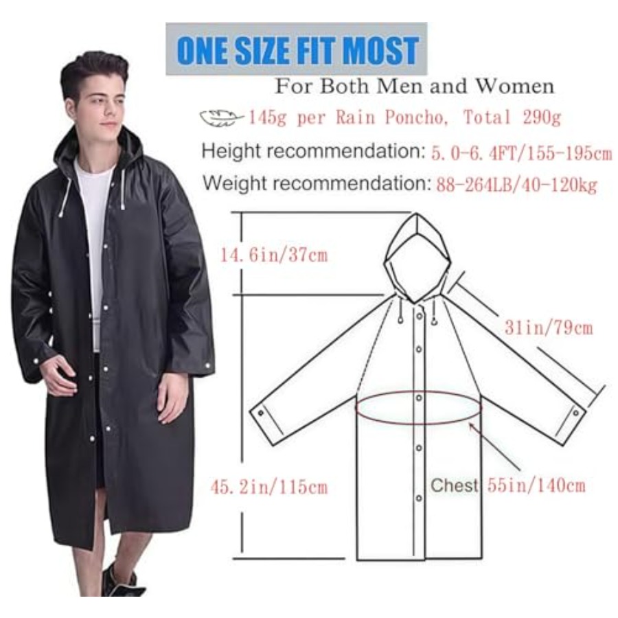 Rain Coat Poncho for Adult, 2  - Emergency Poncho Rain reseña y precio