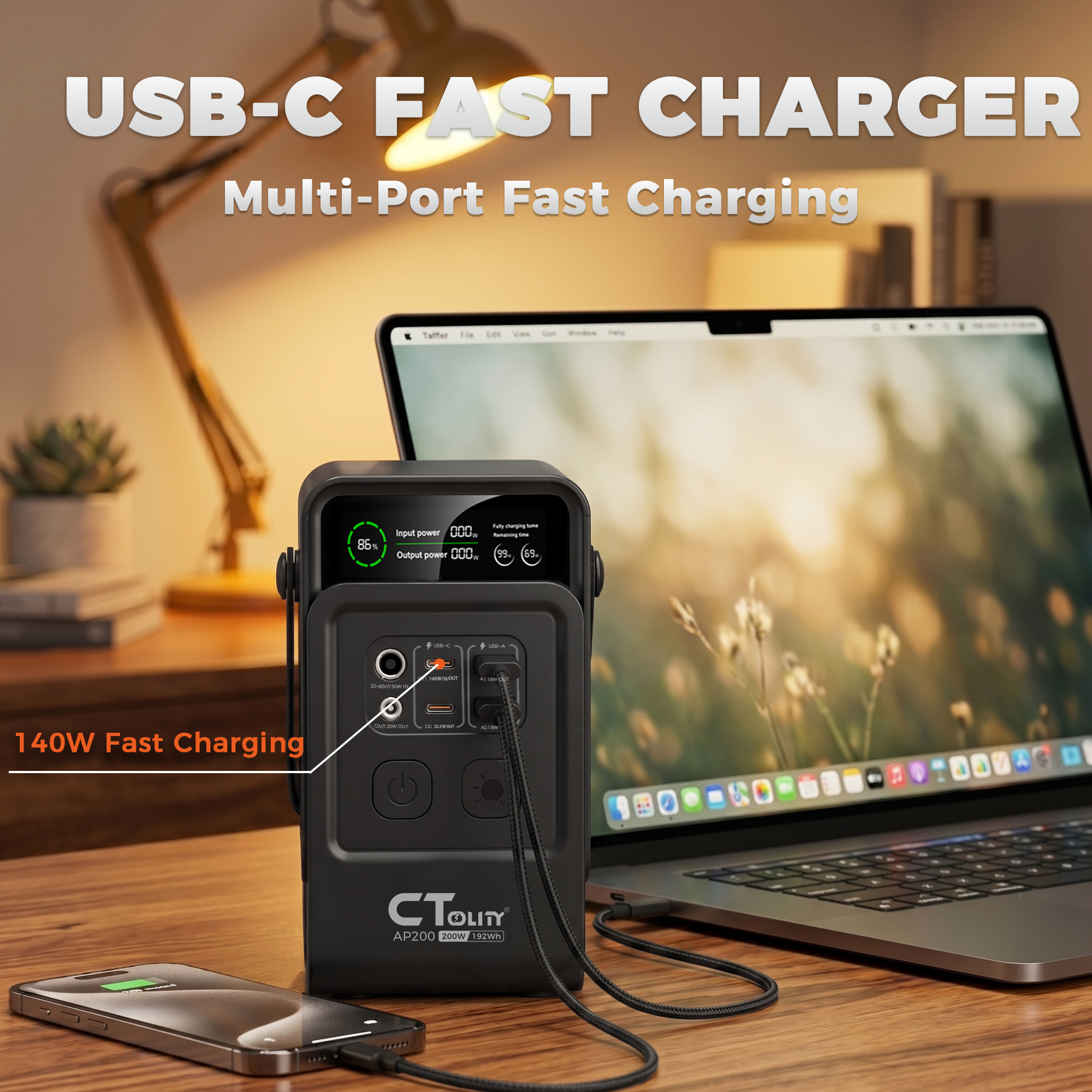 CTOLITY AP200 AP1000 Black sty - Solar Emergency Charger reseña y precio