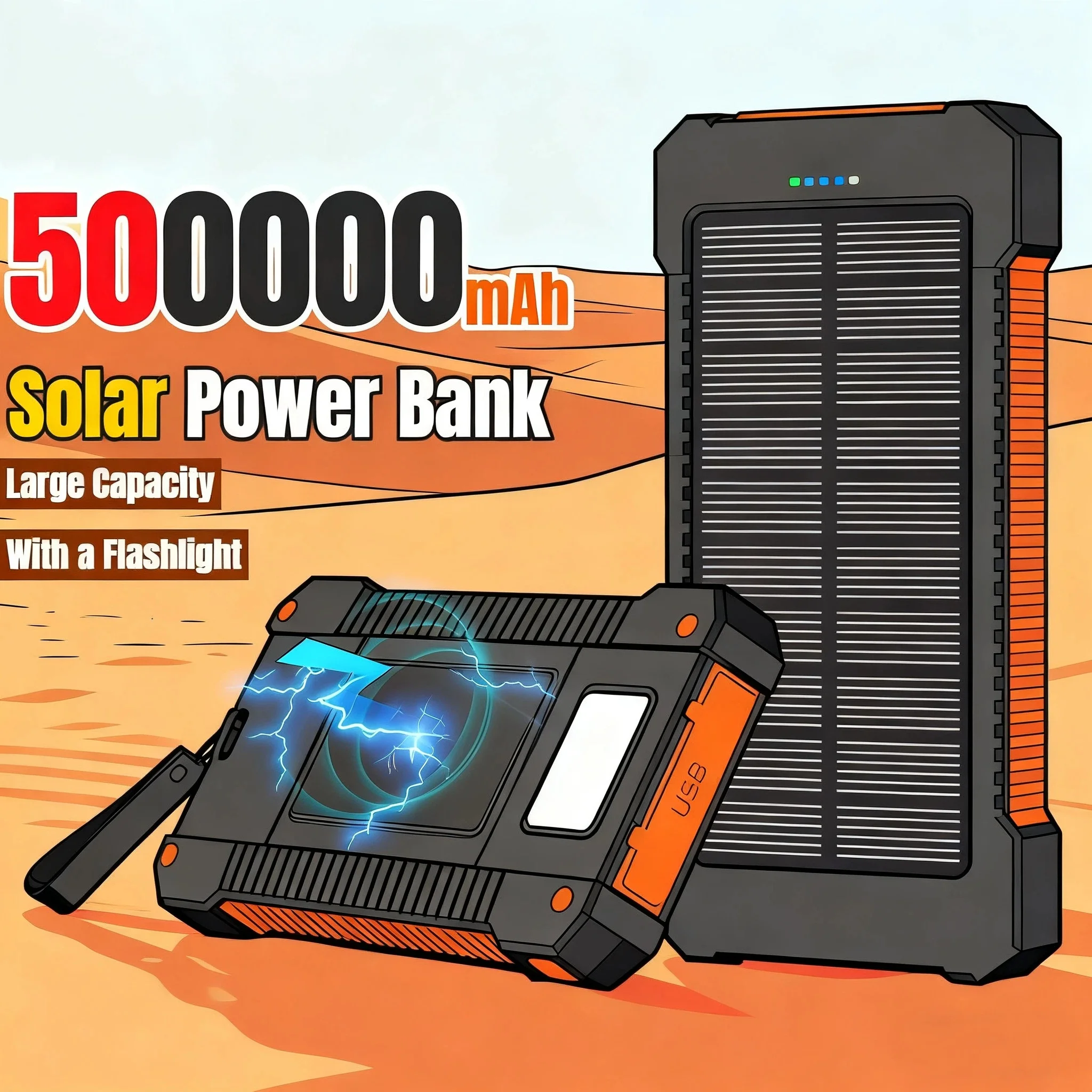 500000mAh Waterproof Outdoor S - Solar Emergency Charger reseña y precio