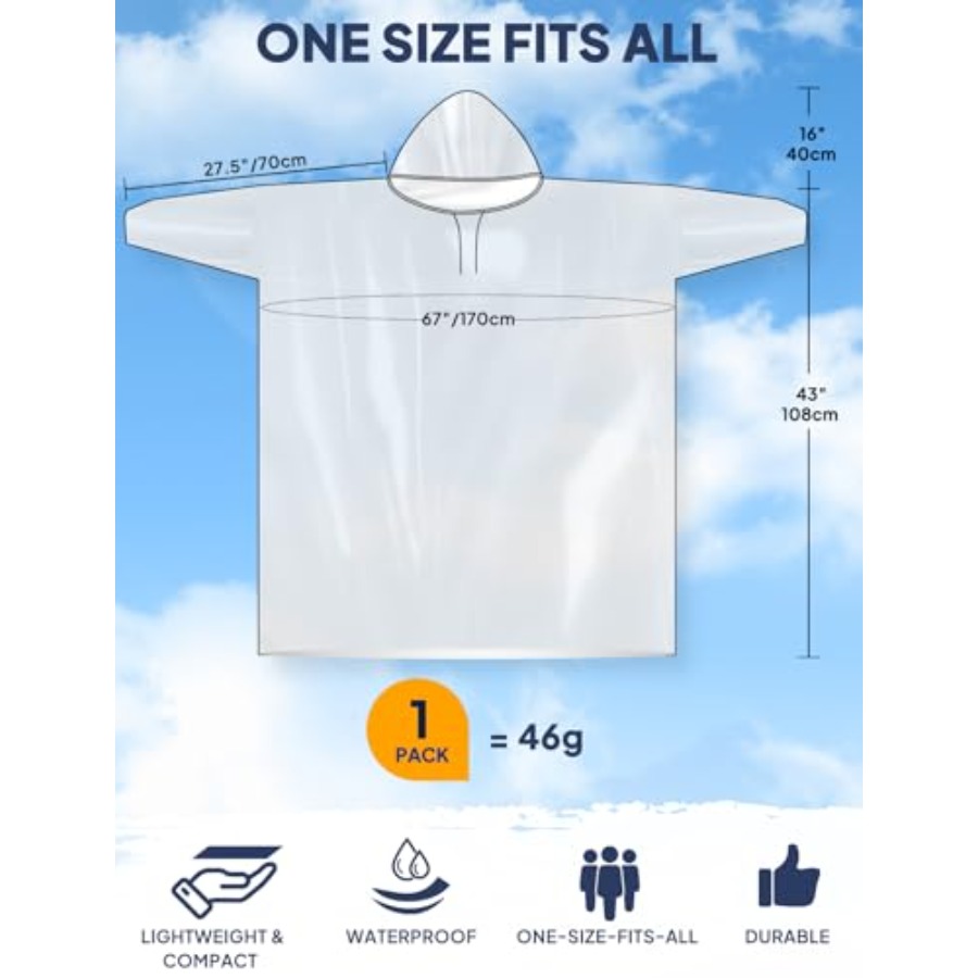 ANYOO Disposable Rain Poncho f - Emergency Poncho Rain reseña y precio