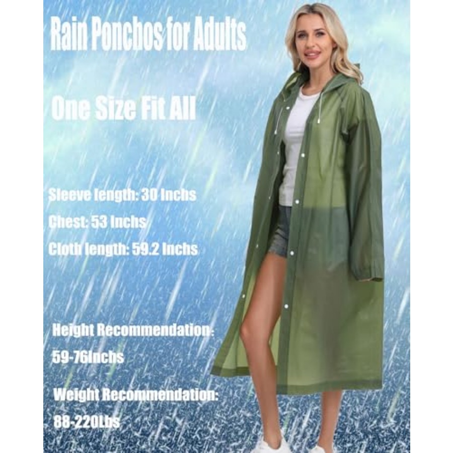2-Pack Reusable Rain Ponchos f - Emergency Poncho Rain reseña y precio